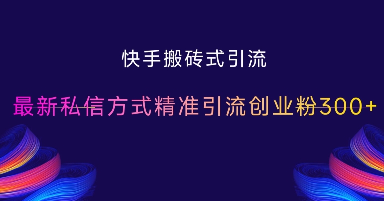 快手搬砖式引流，最新私信方式精准引流创业粉300+-第一资源库