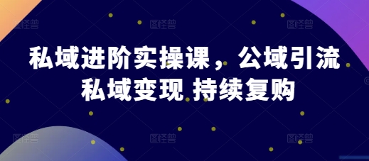 私域进阶实操课，公域引流 私域变现 持续复购-第一资源库