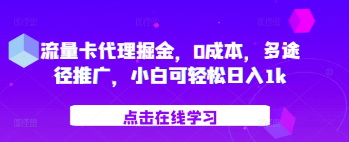 流量卡代理掘金，0成本，多途径推广，小白可轻松日入1k-第一资源库